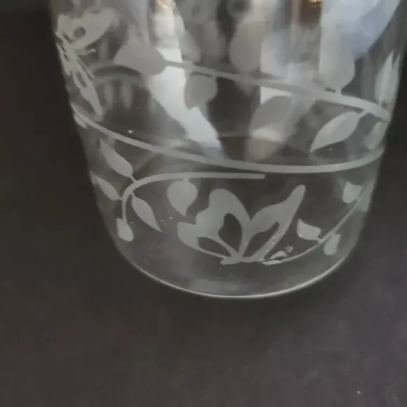 Vintage Miniature Glass Domed Butter Dish Etched Butterflies Vines Votive Candle - Picture 9 of 12